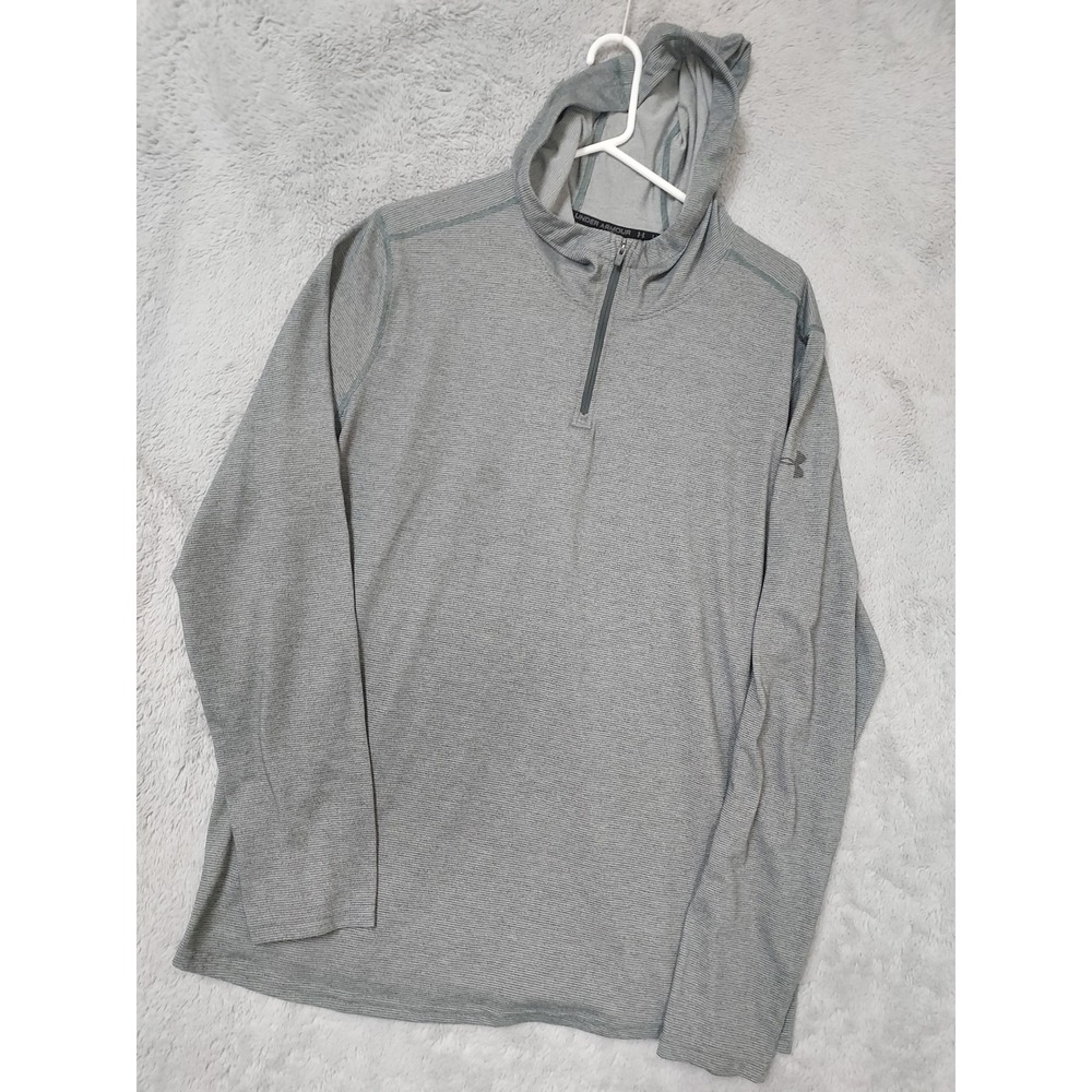 Under Armour Hoodie Mens 2XL Heatgear Quarter Zip Threadborne Knit Fitted Gray